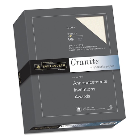 Southworth Paper, Granite, 24No, 500/Box, Ivory 934C